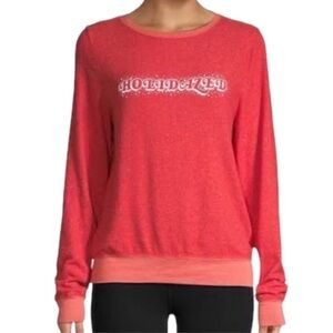 Wildfox NWT Red Holidazed Baggy Beach Jumper Long Sleeve Relaxed Fit Top M